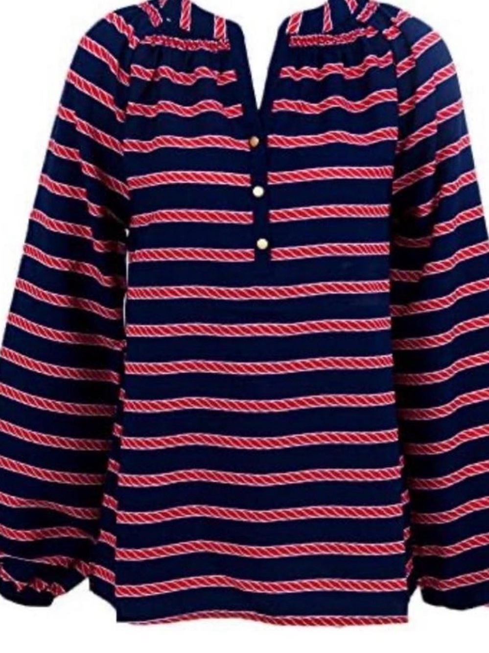 Macbeth Collection by Margaret Joseph BFF Blouse Red & Navy Nautical Stripes | S